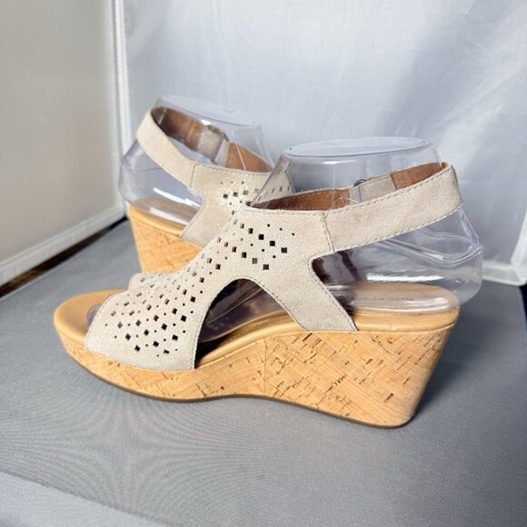 ROCKPORT Women's Briah Perf Sling Wedge Sandals Beige Size 6M - Picture 3 of 9